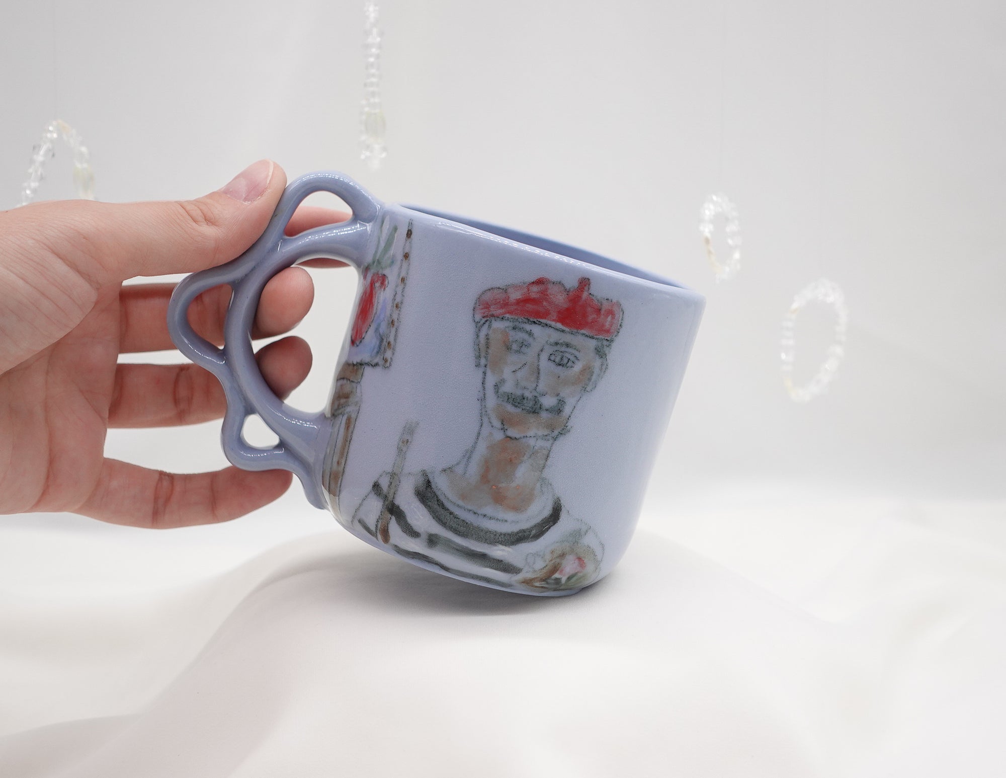 The French Painter Mug with Wavy Handle in Blue