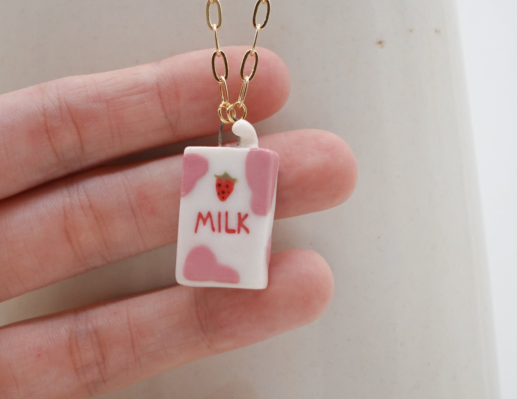 Strawberry Milk Box Necklace