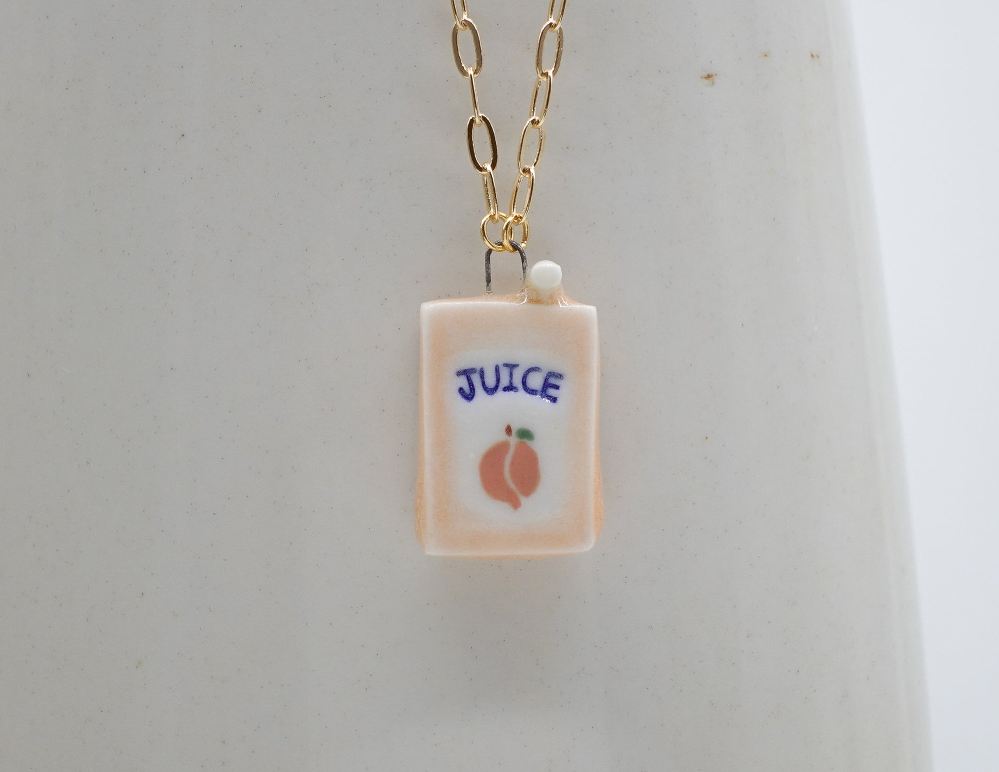 Peach Juice Box Necklace