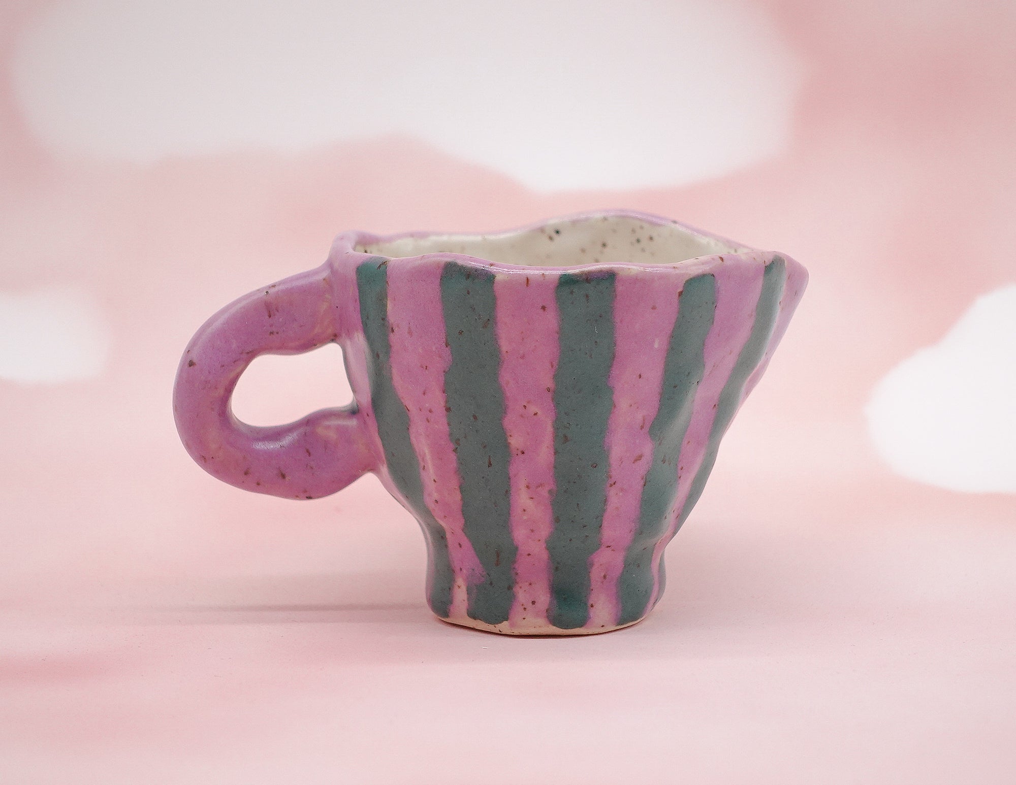 Purple and Green Speckled Pinch Mug