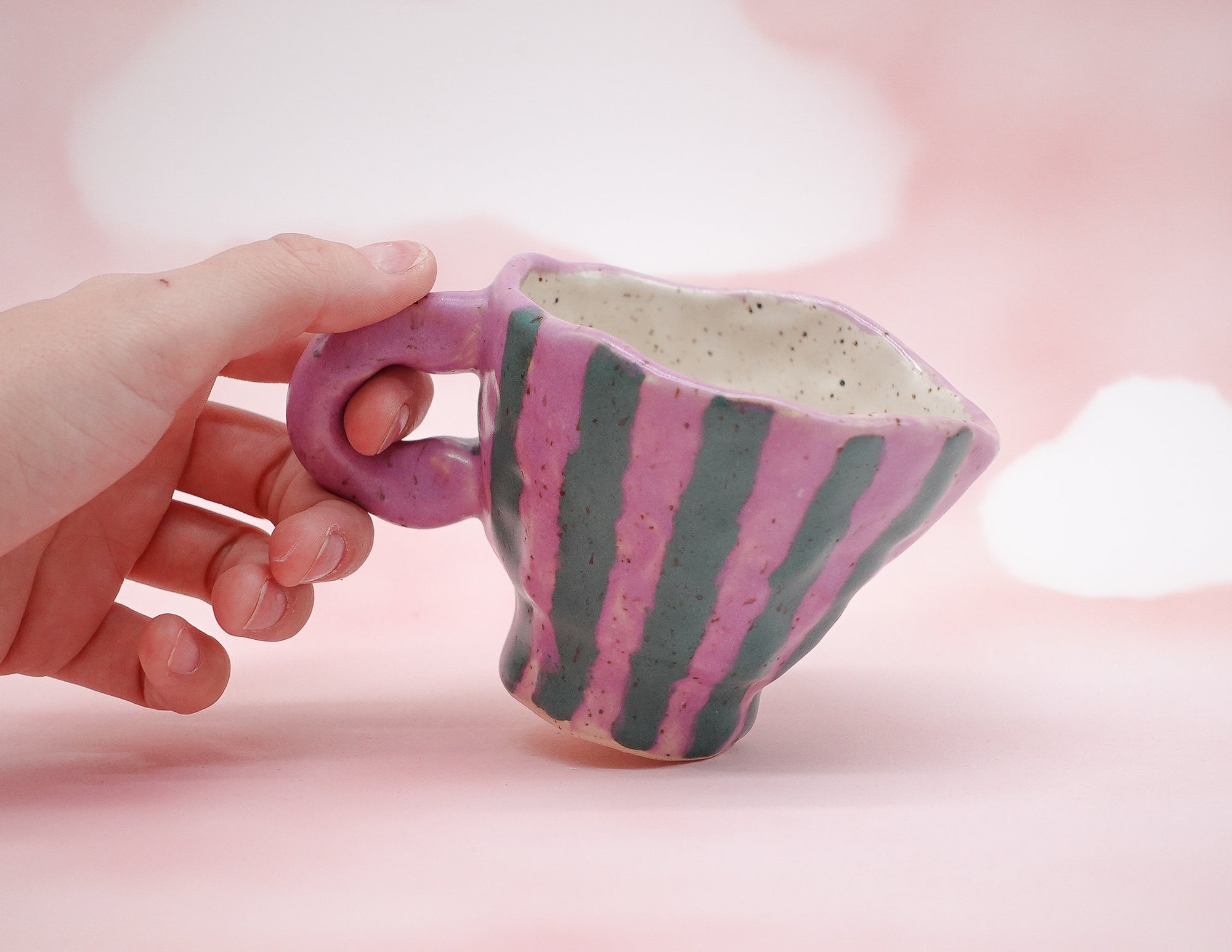 Purple and Green Speckled Pinch Mug