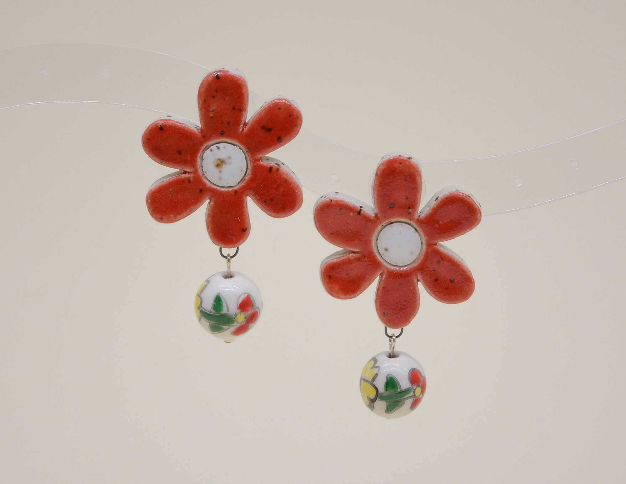 Red Daisy Studs
