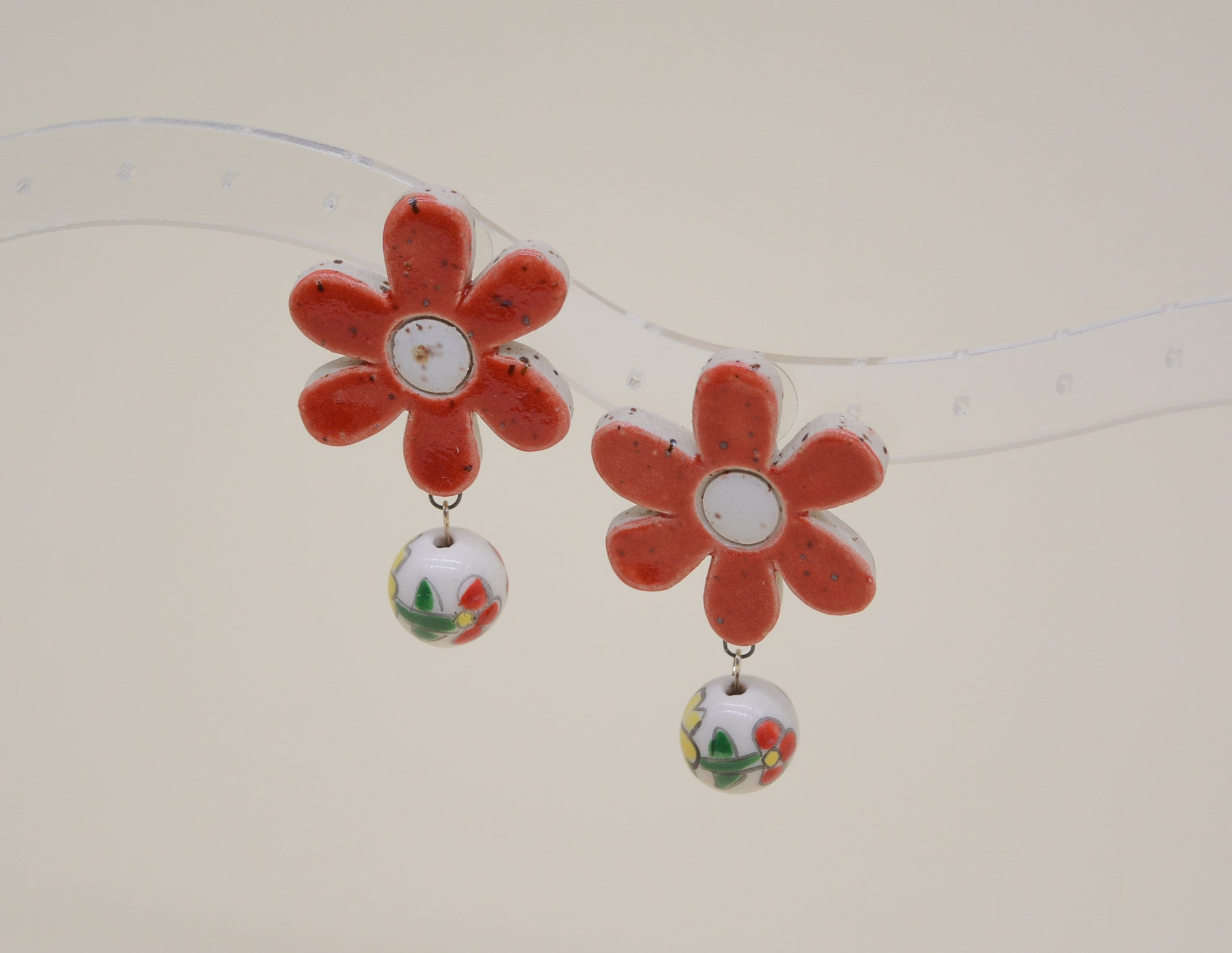 Red Daisy Studs