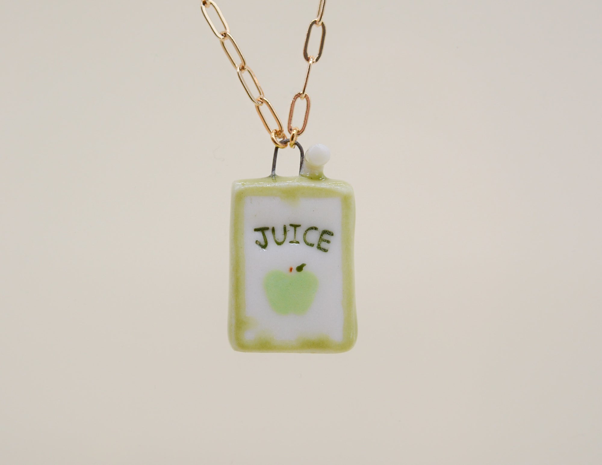 Green Apple Juice Box Necklace