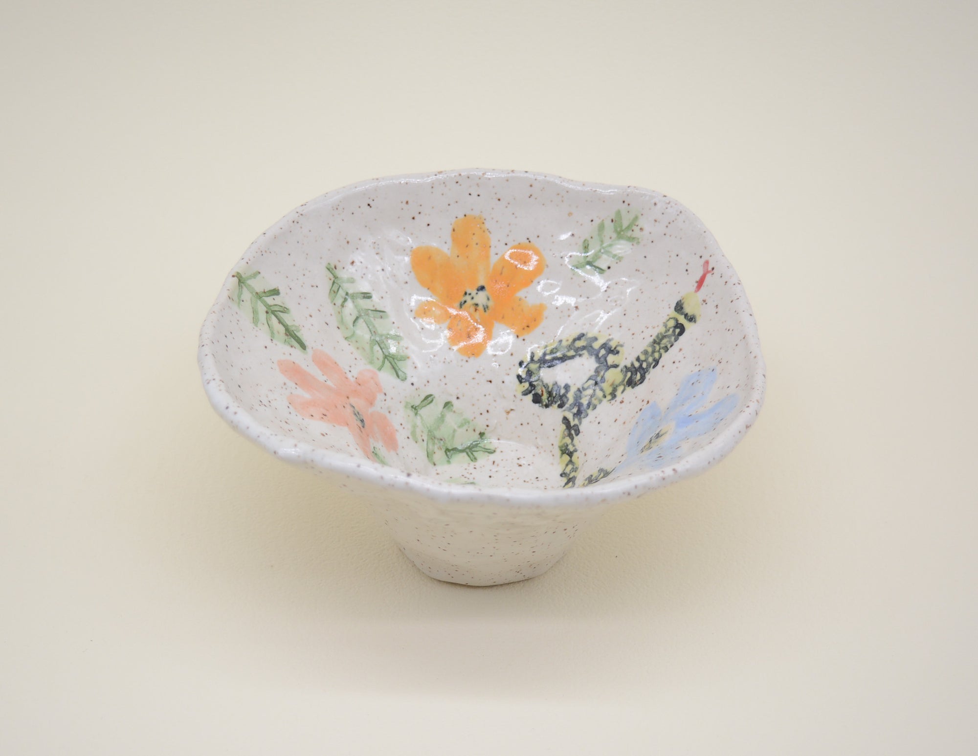 Speckled Snake Bowl with Flowers