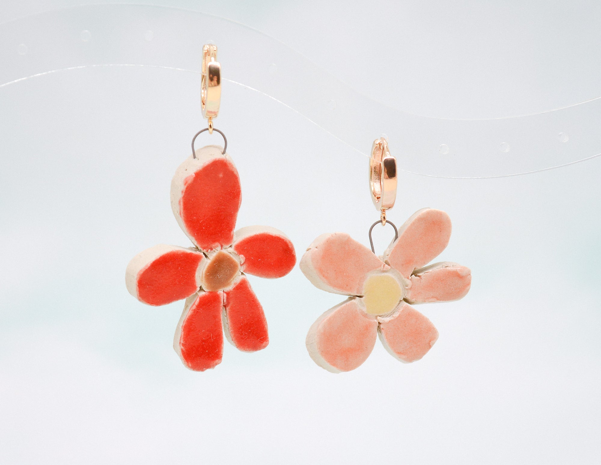 Red and Pink Daisy Earrings