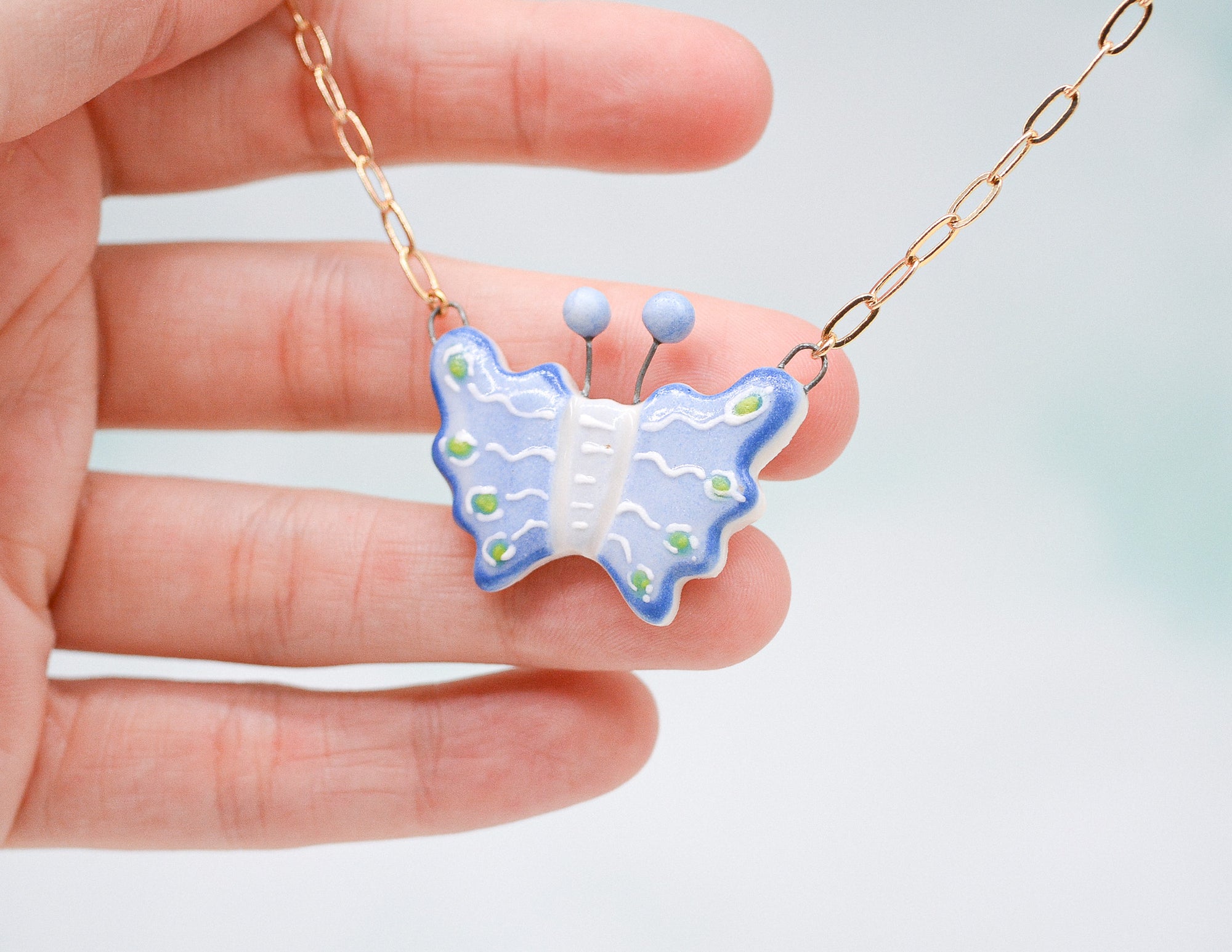 Baby Blue Butterfly Necklace