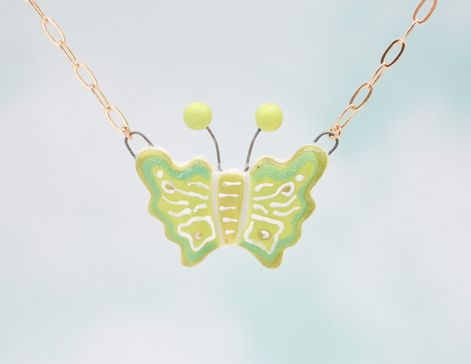 Green Garden Butterfly Necklace