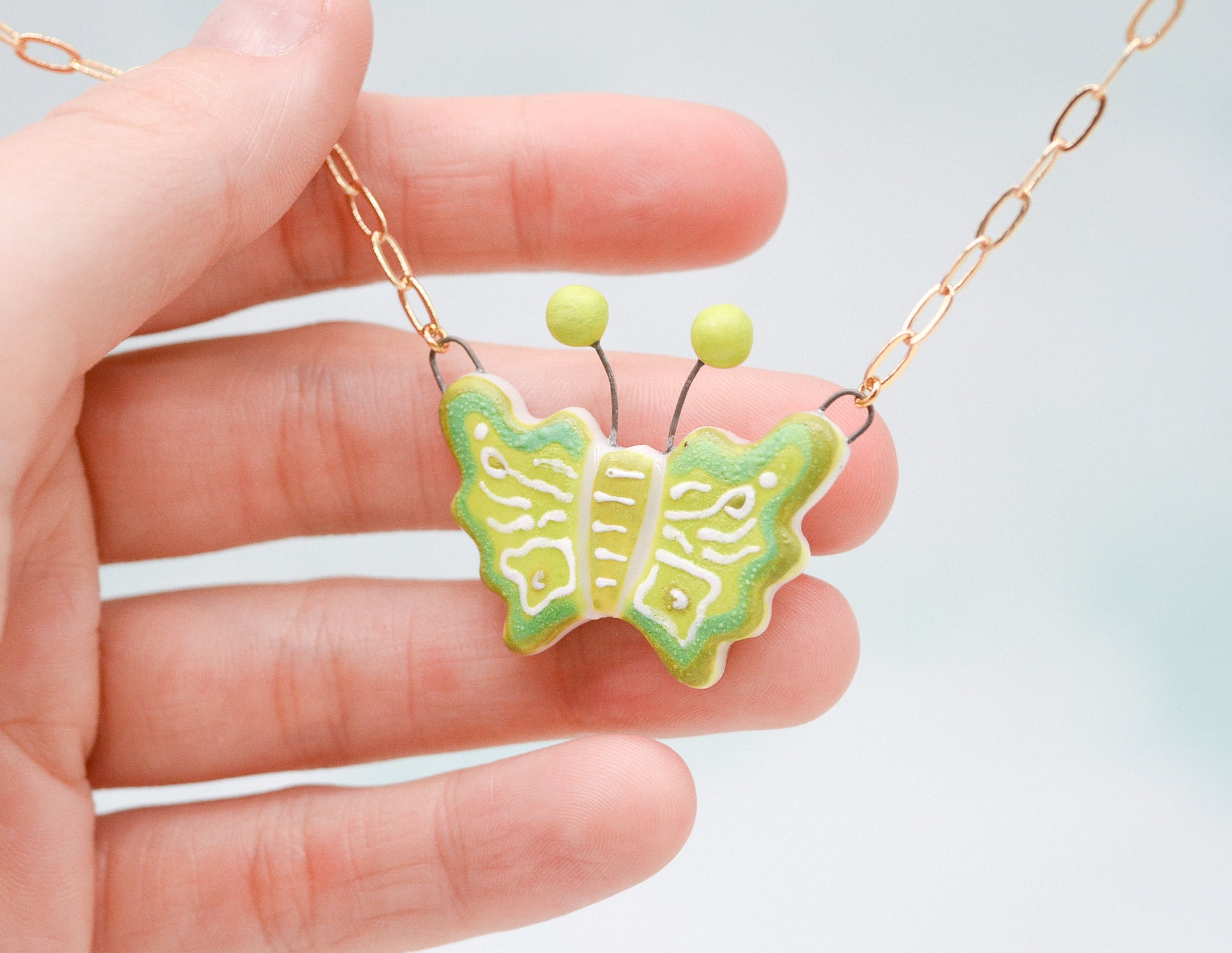 Green Garden Butterfly Necklace