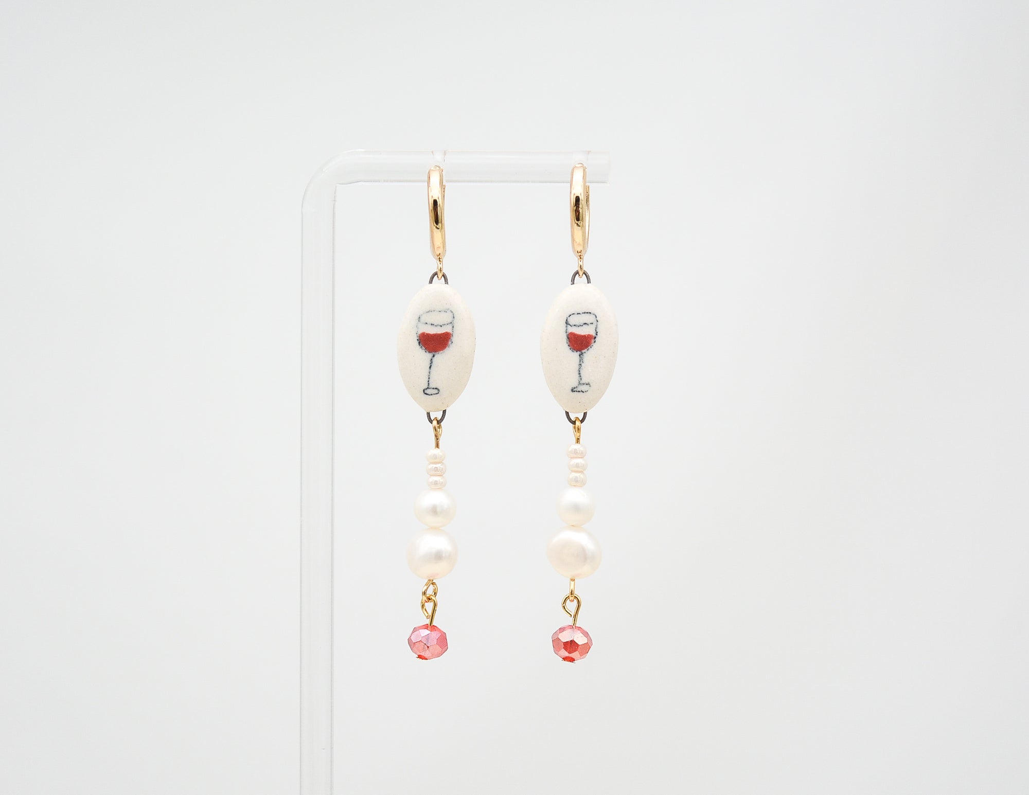 Red Wine and Pearls Earrings