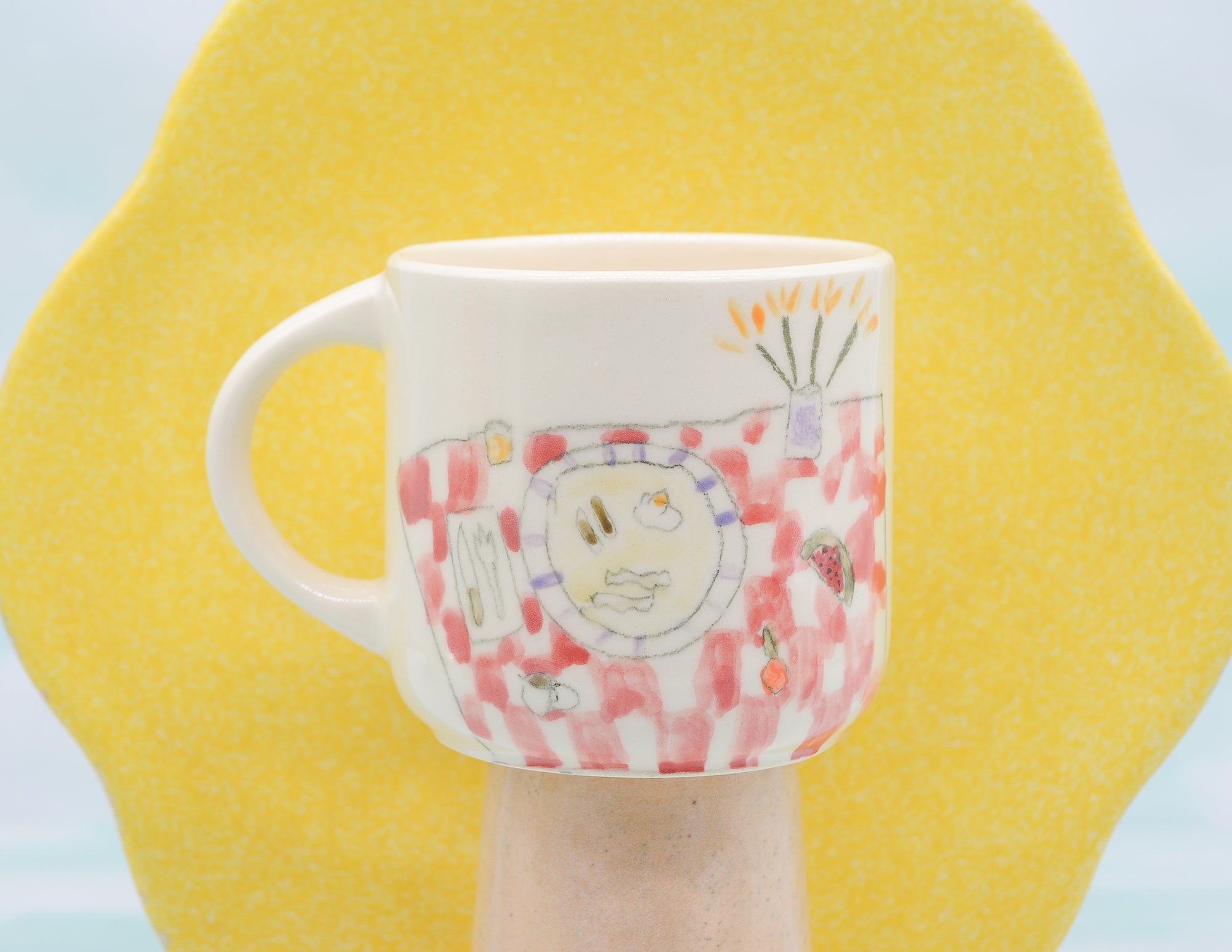 Breakfast Mug with Checkered Tablecloth