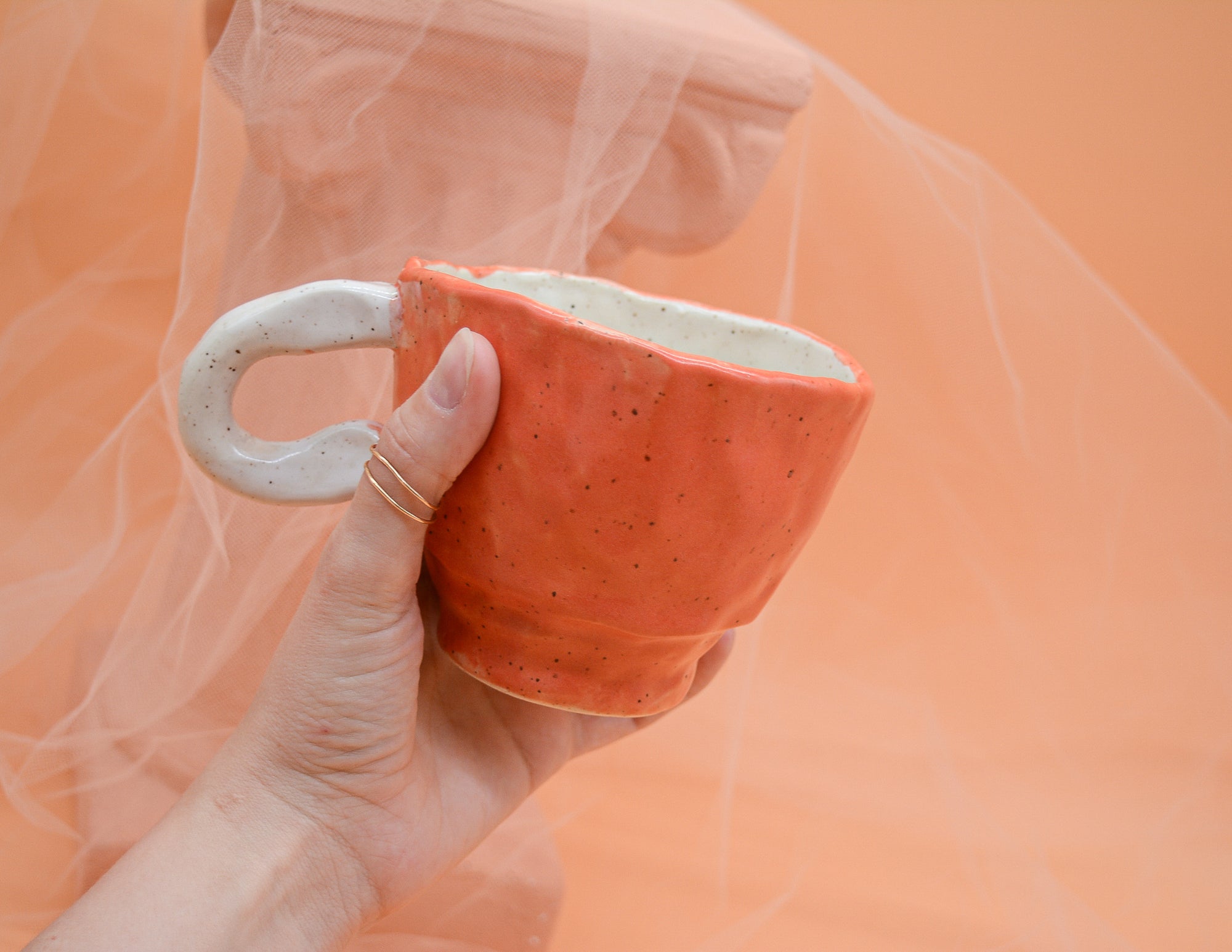 Coral Satin Hand Built Mug