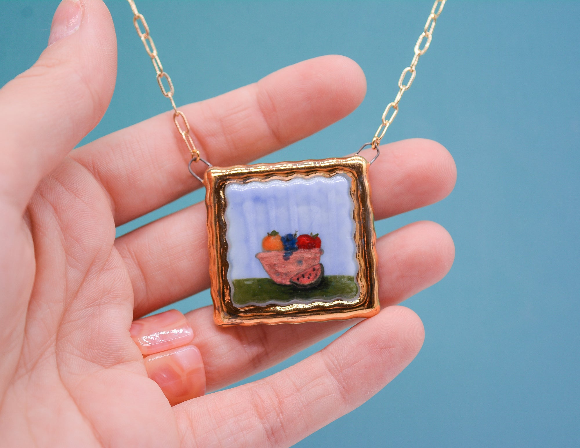 Fruit Bowl Painting Necklace