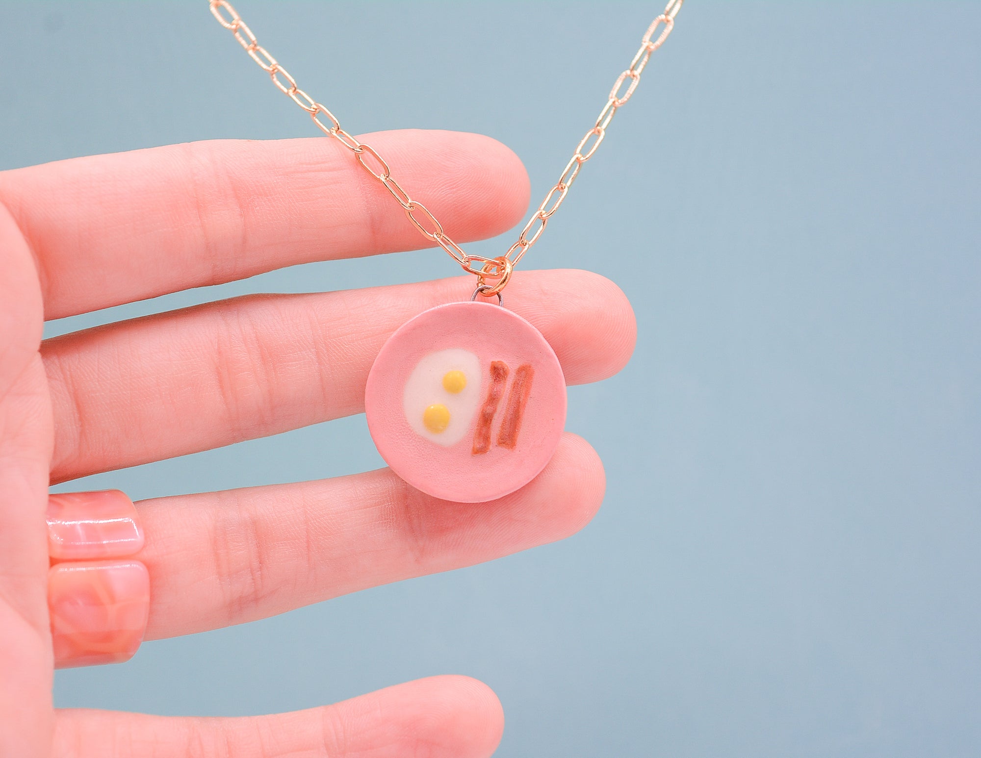 Eggs and Bacon Necklace - Pink