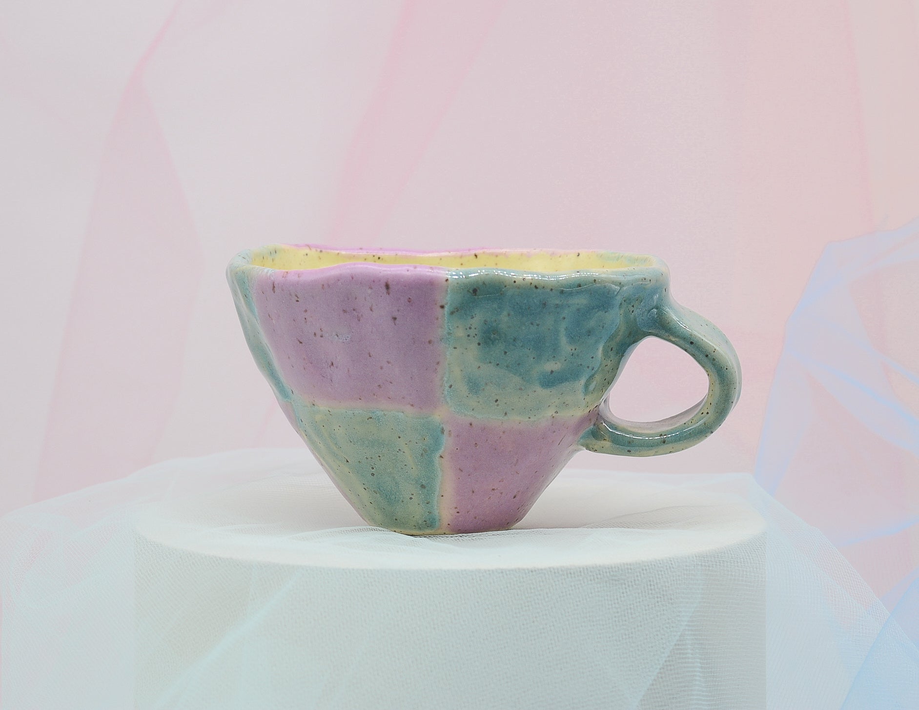 Purple and Mint Checkerboard Cup