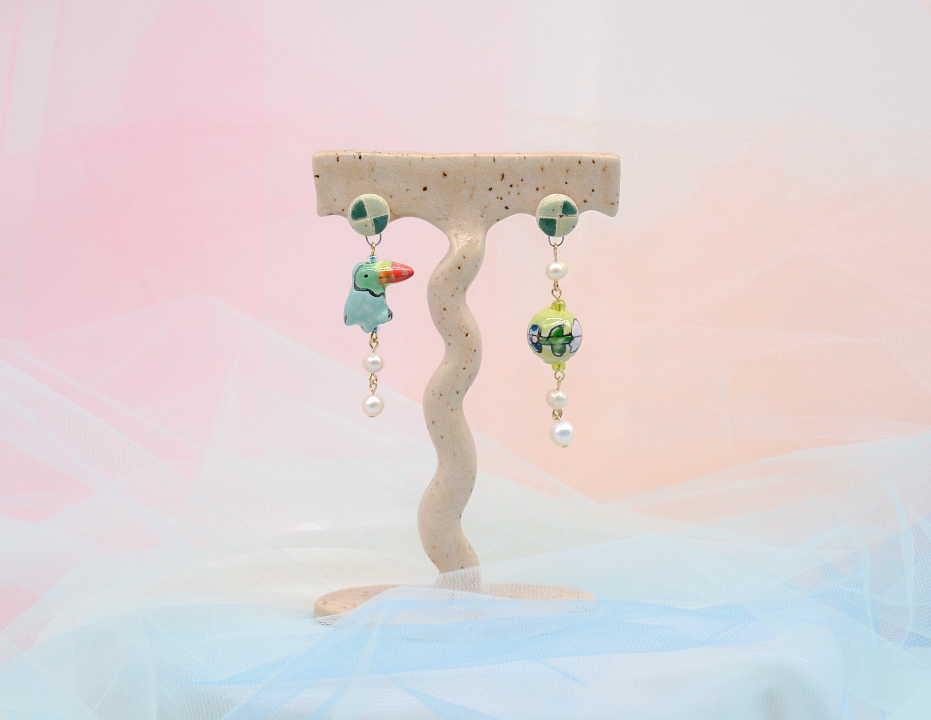 Floral Toucan Stud Earrings