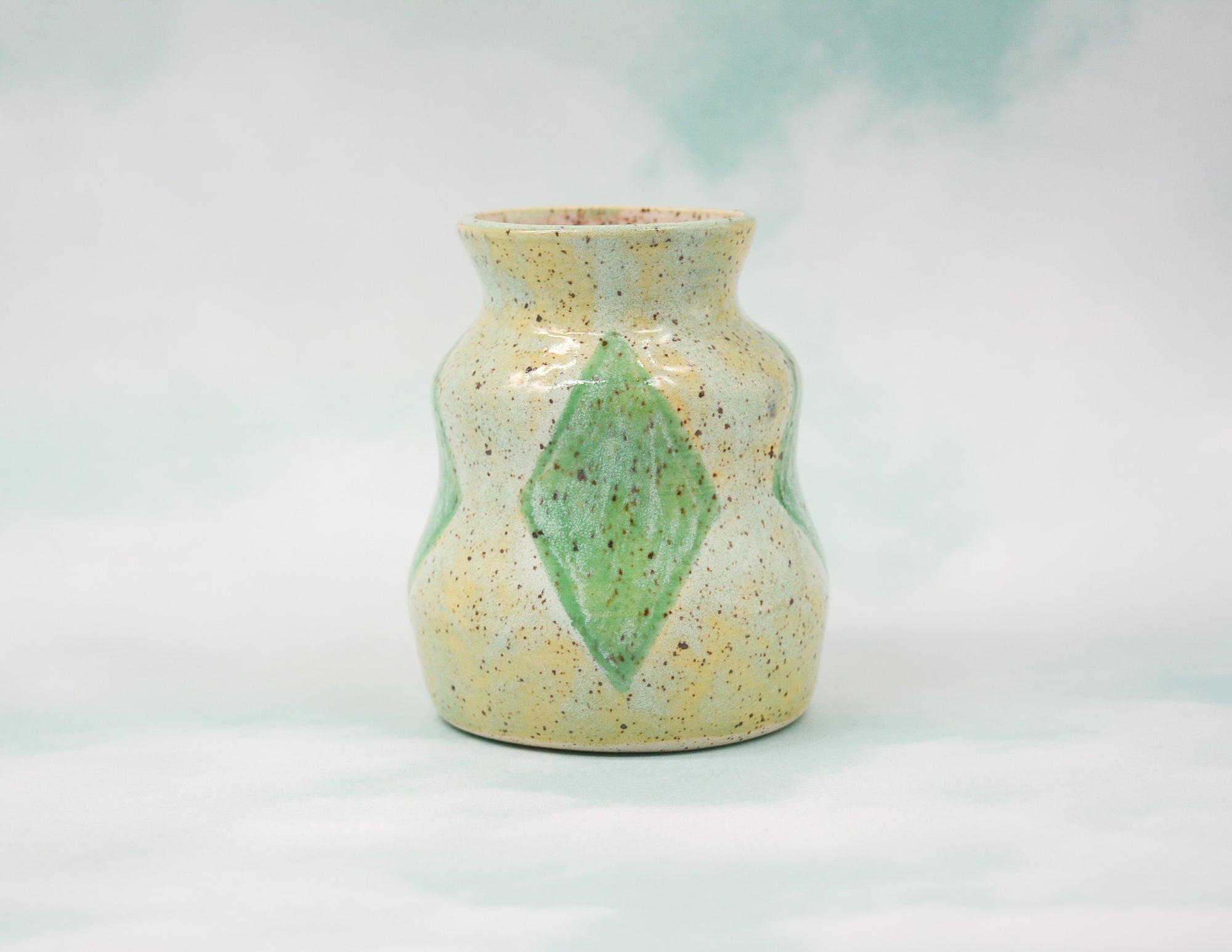 Speckled Green Diamond Vase