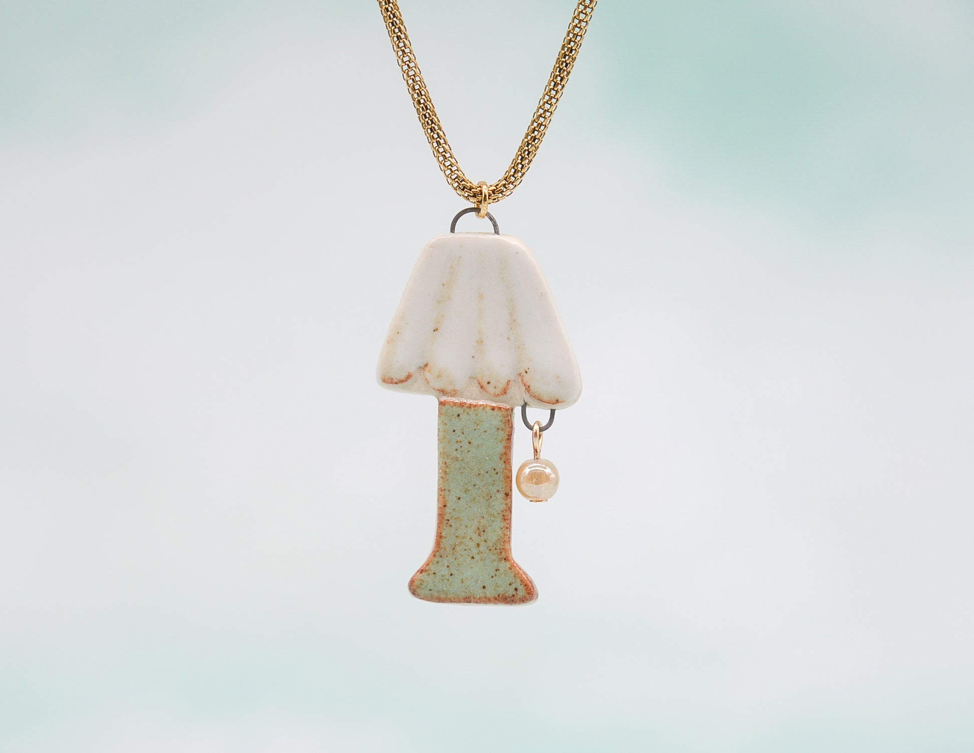 White and Mint Lamp Necklace