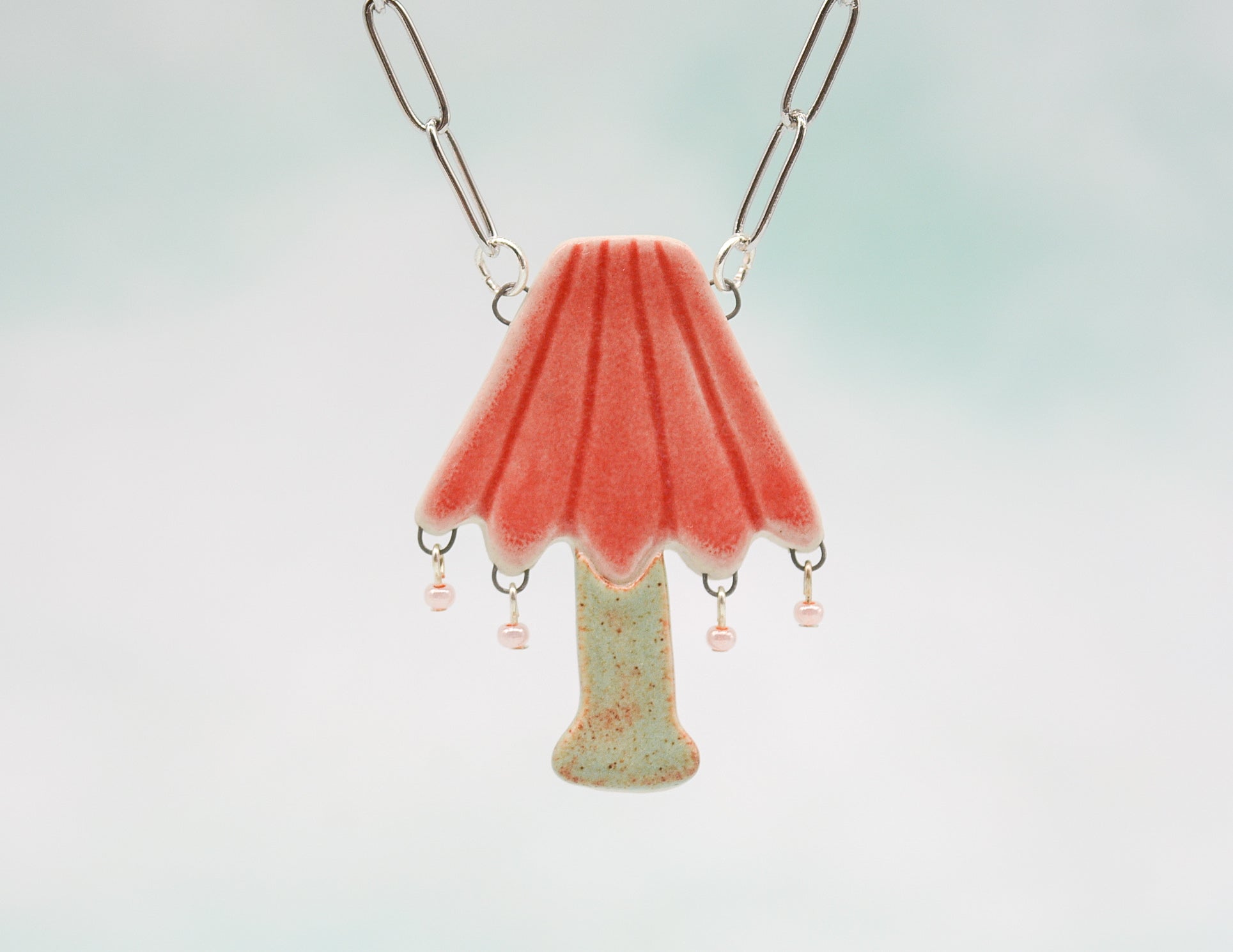 Coral and Mint Lamp Necklace