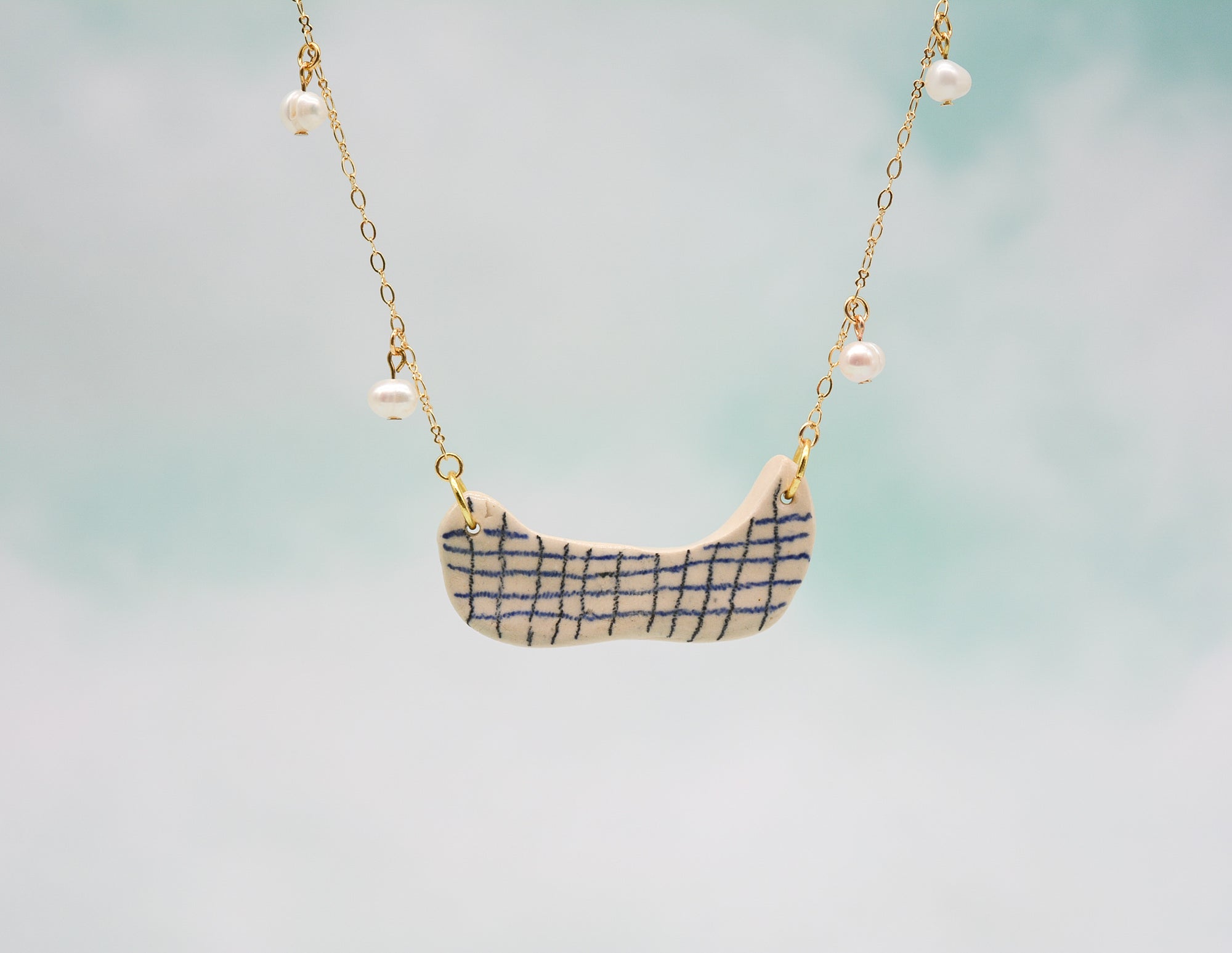 Grid and Pearls Necklace