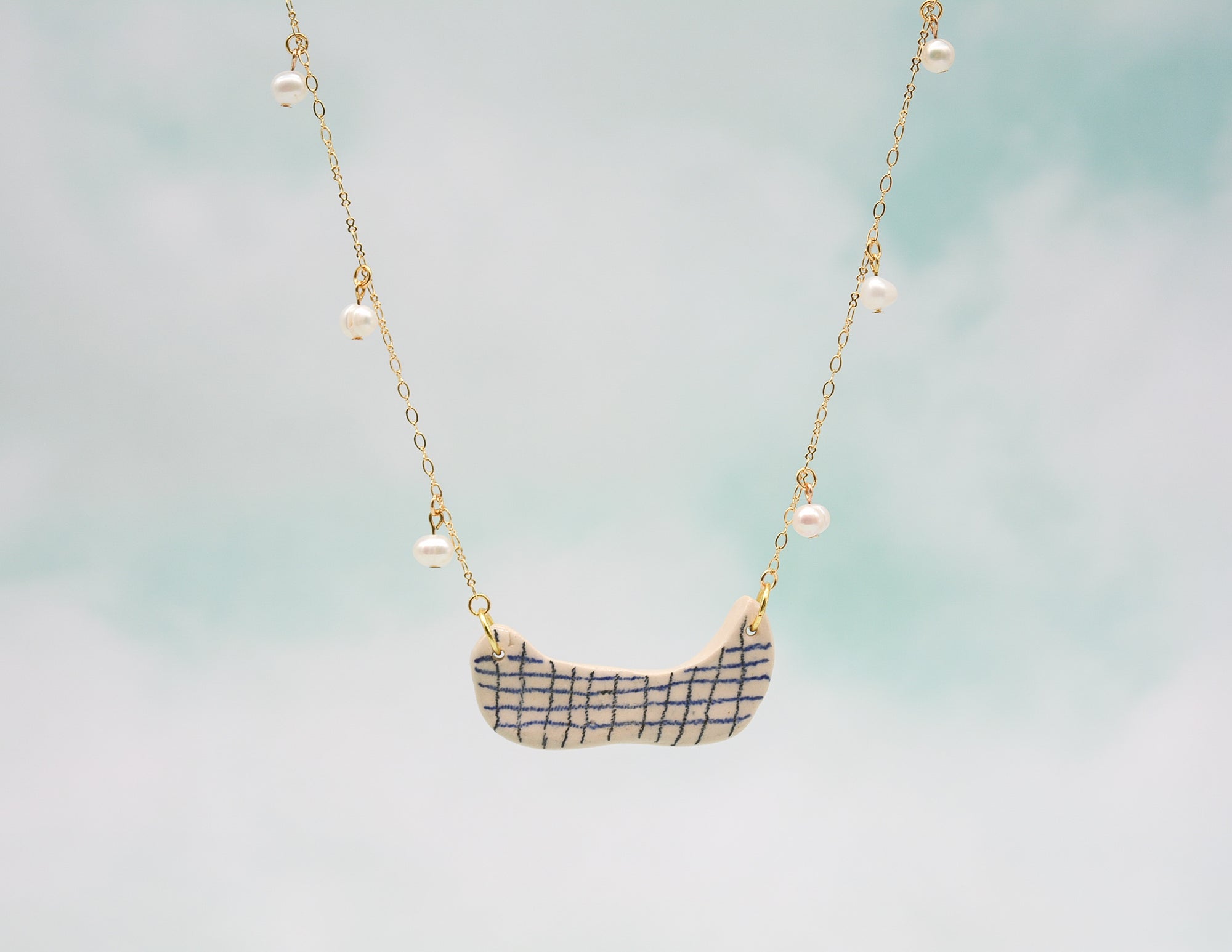 Grid and Pearls Necklace